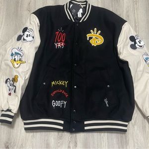 Disney 100 X H&M Baseball Jacket Black Size XS,S, M, L, XL,XXL Trevor Andrew NEW